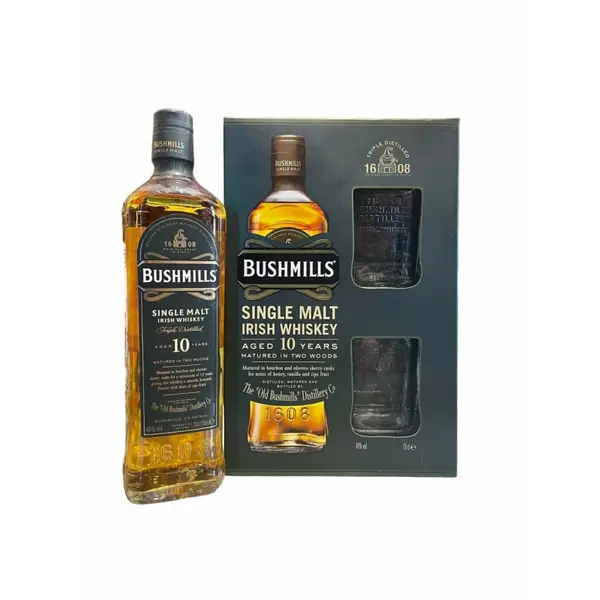 Coffret Irish Whisky Single Malt Bushmills 10 Years 70cL avec 2 Verres